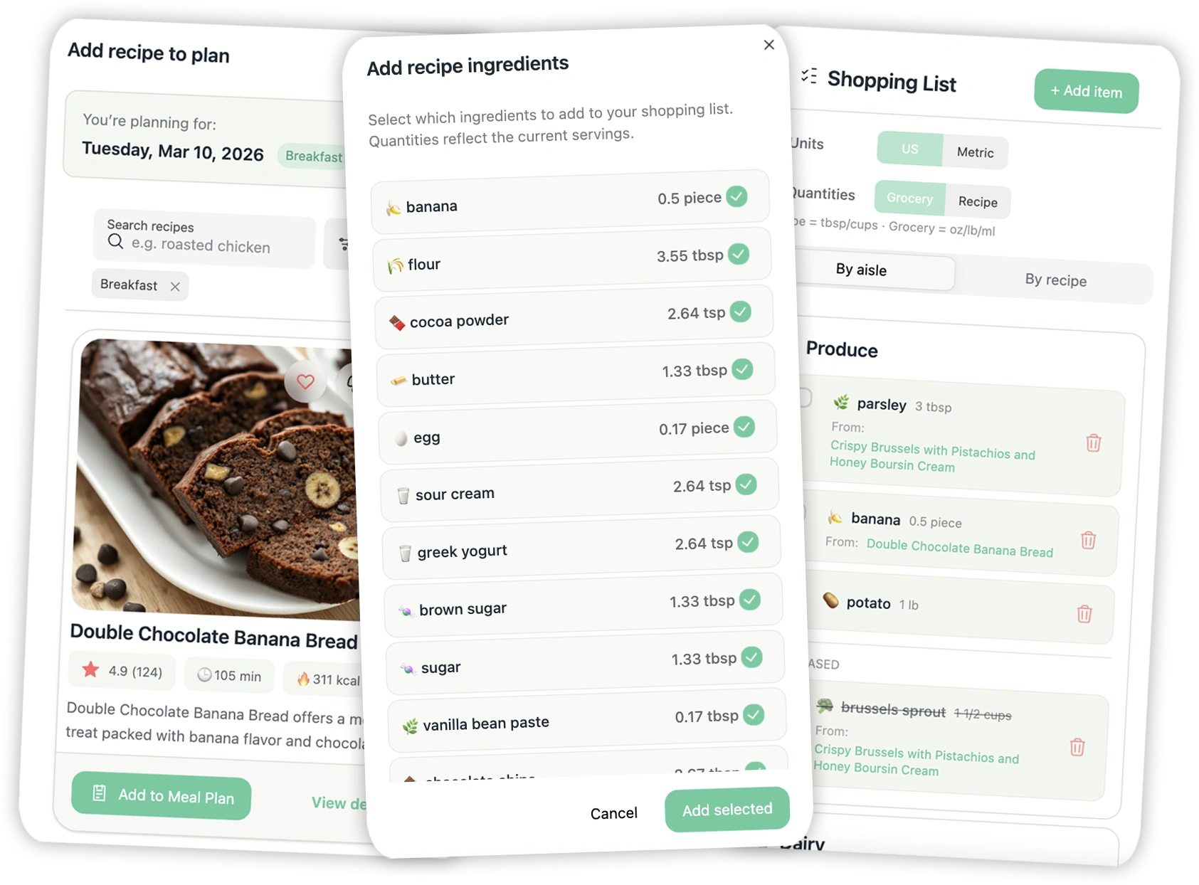 Shopping list preview